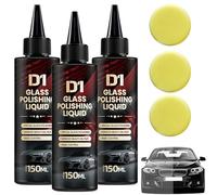 D1 Glass Polishing Liquid, D1 Liquid Glass Car Polish, Car Windshield Oil Film Remover, Anti-Fog Hydrophobic Coating Spray for Scratches, Wiper Marks and Oil Film (3set)