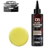 D1 Glass Polishing Liquid Glass Car Polish, Auto Polishing Compound Windshield Cleaner Oil Film Remover, Anti-Fog Hydrophobic Coating Spray, Scratches, Wiper Marks & Oil Film with Sponge(1pc-a)