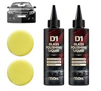 D1 Glass Polishing Liquid Glass Car Polish, Auto Polishing Compound Windshield Cleaner Oil Film Remover, Anti-Fog Hydrophobic Coating Spray, Scratch, Wiper Marks & Oil Film with Sponge(2 pezzi)