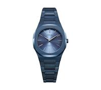D1 Milano Ubl33 - Orologio analogico da donna in acciaio inox, quadrante blu, cinturino blu, marrone chiaro::blu