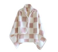 D1DCOHB Flannel Pyjamas， Poncho Scozzese da Donna Peluche Coperta indossabile Super Soft Flanella Scozzese Pigiama soffice Pigiama Caldo Invernale Abbigliamento for la casa Addensato(01-Pink)