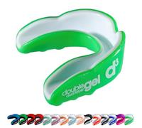 d3 Paradenti in doppio gel con custodia, paradenti per adulti e bambini, per boxe, MMA, sport di contatto, rugby, arti marziali, judo, karate, hockey (verde/bianco, adulto (12+))