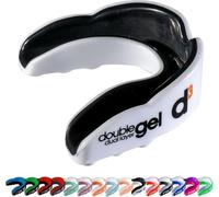 d3 Paradenti Sportivo [Doppio Strato Gel Taglia Per Adulti 12+] Protezione Bocca Denti per Sport da Contatto Boxe MMA Kickboxing Muay Thai Rugby Arti Marziali | Custodia Igienica (Bianco/Nero)