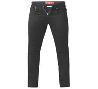 D555 Taglia Grande da Uomo Affusolato Fit Jeans Stretch IN Nero (Claude) 40 - 70