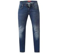 D555 Uomo Ambrose Slim Fit Elasticizzato Jeans Blu Scuro 30 A 38 Corto A Lungo