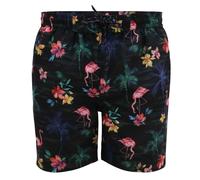 D555 Uomo Campton Fenicottero & Palma Albero Stampato Nuoto Shorts IN Nero 2XL A