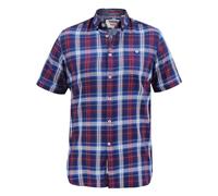 D555 Uomo Portland Camicia a Quadri con Tasca IN Blu/Rosso 2XL A 6XL