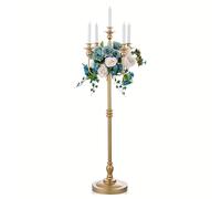 da 1 pezzo per decorazioni di nuziali, portacandele a a 50'', a 5 bracci in metallo, centrotavola portacandele per 5 candelabri, decorazioni per feste, corridoi nuziali