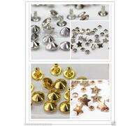 Da 50 a 1000pz borchie cono a rivetto 8mm ARGENTO/ORO+10pz stelle