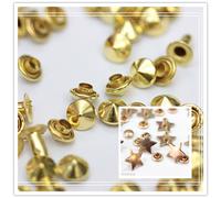 Da 50pz a 1000pz borchie cono a rivetto 6mm ARGENTO/ORO+10pz stelle a scelta