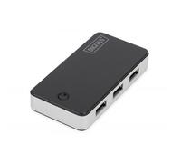 DIGITUS DA-70231 - Hub USB 3.0 DIGITUS, 4 porte, nero/alluminio, con alimentatore