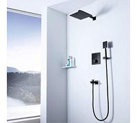 da Bagno Nascosto Set Pulsanti termostatici Interruttore nel Tipo Parete Ugello Thin-Sottile di Doccia Portatile a spruzzo Nero con Rubinetto 3 Funzione Bella e Pra