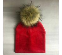 Da Bambino Solido Velluto Cappello Con Pompon Berretto Moda Inverno Indossare