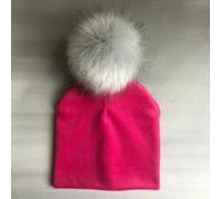 Da Bambino Solido Velluto Cappello Con Pompon Berretto Moda Inverno Indossare