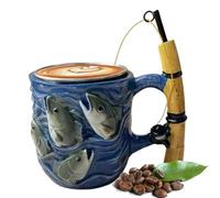 da bere - Tazze da bere con manico dal design ergonomico, tazze a forma di canna da pesca per il tè, per latte, succo, latte, tè, birra, padre, fidanzato, nonno