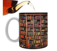 da biblioteca - Contenitore per caffè a tema letterario, materiale adatto al microonde, forma della bocca facile da pulire, peso bilanciato | Elegante accessorio per bicchieri che crea relax per