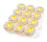 Da by 12 Pezzi Candele LED Fluttuanti ad Attivazione Acqua, Impermeabili con Pile CR2032 Incluse, Senza Fiamma per Bagno, Matrimonio, Feste e Decorazioni Casa