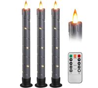 Da by 3 Pezzi Candele a LED senza Fiamma, a Batteria, con Fiamma Tremolante, Candele a Cono per Finestra con Telecomando e Timer, Fiamma Dinamica 3D, 24 cm per Matrimonio, Festa, Decorazione Domestica
