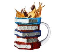 da caffè 3D a forma di libro | Collezione di libri in impilabili, oggetti librosi per scrittori, insegnanti, , famiglia, amanti della letteratura, donne, uomini, topi di