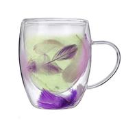 da caffè a doppio strato, manico spesso allargato, comoda impugnatura, bicchiere trasparente per cappuccino, latte, tè, succhi di frutta, frullati, design elegante e moderno per la pausa in casa