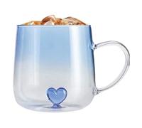 da caffè a forma di cuore, 400 ml, bicchiere da latte e soffiato a mano, creativa e romantica per coppie, con strato unico