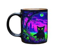 da caffè a forma di gatto, in ceramica, lavabile in lavastoviglie | Tazza da tè a forma di gatto nero mezzanotte, per casa, ufficio, dormitorio, studio, vacanze, festa di compleanno