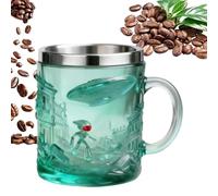da caffè - Alien | Bicchiere - 3D Alienn Embossed Beverage Container - Confezione da 1 bordo in acciaio per cucina, lavoro, pausa, mattina, sera, feste, collezione, argento, set da
