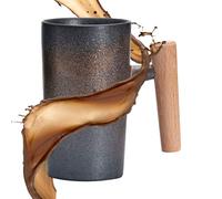 da caffè, capacità 220 ml, in ceramica, design ergonomico, stile retrò, materiale, bicchieri, manico in legno per preparare caffè, cerimonia del tè, casa, bar, ristorante, viaggi