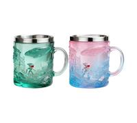 da caffè con alieno, 200 ml, con motivo alieno goffrato, 3D, graziosa da caffè con bordo in acciaio, per casa, viaggi, lavoro, pausa, mattina, sera, feste, regalo per gli amanti del