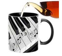 da caffè con chitarra, in ceramica per caffè, tè, latte, 350 ml, tazze da caffè in ceramica nera per gli amanti della musica, pianoforte e violino 350 ml