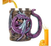 da caffè con drago medievale 3D, 568 ml, in acciaio , per amanti che bevono per feste ospitanti, decorazioni per feste a tema