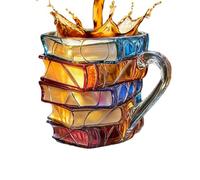 da caffè con libro dipinto, da caffè, collezione di bicchieri in resina dipinta a mano per lettori, scrittori, topi di biblioteca, compleanno, Natale, Ringraziamento