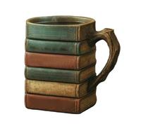 da caffè con libro letterario, 350 ml, design 3D, con struttura resistente al calore, recipiente da tè in ceramica riutilizzabile, accessorio da lettura in stile vintage, per bevande per