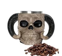 da caffè con teschio, da caffè con scheletro in resina, da birra | 3D intagliato a doppio lato teschio per festa del papà, bar, feste di Halloween