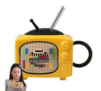 da caffè creativa | da birra unica da 450 ml - da viaggio in ceramica per bere, moscerini, con coperchio e paglia per caffè caldo, vino, whisky