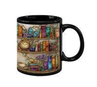 da caffè in ceramica, 350 ml, per bevande calde e fredde, design per gli amanti dei libri, conservazione del calore durevole, impugnatura confortevole, bicchiere per esperienze di bere