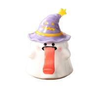 da caffè in ceramica con coperchio, 450 ml, simpatica e divertente | Tazza spaventosa per Halloween, per tè, succhi di frutta, birra, latte, studio, soggiorno, sala da pranzo, vacanze, nascita