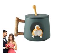 da caffè per cani, tazze per cani per gli amanti dei cani | Tazze da tè con cucchiaio, in ceramica creativa per cani da 420 ml, da caffè per coppia carina con cucchiaio da co