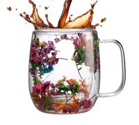 da caffè resistente al calore Art Dry Flower da caffè | Bicchieri da tè con fiori secchi, per caffè, tè, latte, succo di frutta, bevande fredde