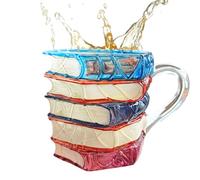 da caffè, tè illustrata in 3D, bicchieri da succo di latte da 300 ml, stoviglie educative, accessorio da scrivania ispirato alla biblioteca, regalo premuroso per la sala da uomo
