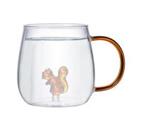 da caffè trasparente a forma di animale, 7 x 9 cm, da tè al latte, statuetta fatta a mano | divertente animale dei cartoni animati, 380 ml trasparente 3D, in borosilicato per il