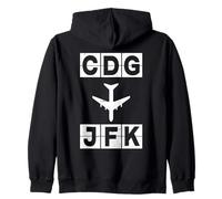 da CDG a JFK Route Paris New York Felpa con Cappuccio