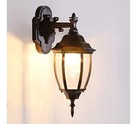 da da Esterno Tradizionale con Paralume in Vetro Trasparente, Applique Antipioggia, Illuminazione per Porta d'ingresso per Portico, Nera-Piccola (Nero L)