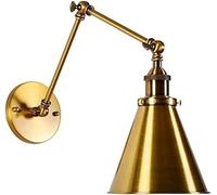 da da Parete retrò E27 Applique da Parete Industriale Oro oscillante braio Lungo reabile Applique da Parete in Metallo Finitura Ottone Spazzolato, da soffitto