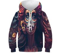 Da_de_los_Muertos_Fiesta - Felpa per bambini con cappuccio, per autunno, maglione casual, a maniche lunghe, divertente, alla moda, 9-11 anni