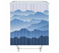 da Doccia Piccola, da Doccia in Poliestere Antimuffa con Picco di Montagna da Throom per Primavera Estate Autunno Inverno 90X180 cm Blu