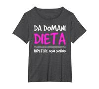 da Domani Dieta Scritte Divertenti Ironiche Donna Dieta Maglietta, Donna Plus-Size, Grigio Scuro, 1X