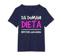da Domani Dieta Scritte Divertenti Ironiche Donna Dieta Maglietta, Donna Plus-Size, Navy, 3X