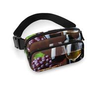 da donna alla moda, portatile, con tracolla regolabile per corsa, escursionismo, viaggi, bicchieri da vino rosso bianco, uva, legno