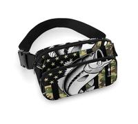 da donna alla moda, portatile, con tracolla regolabile per corsa, escursionismo, viaggi, caccia, pesca al black bass, mimetico, bandiera americana, nero
